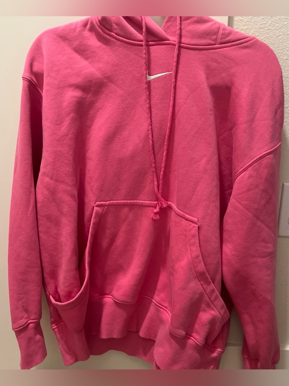 Nike Hot Pink Women's Pullover Hoodie with White Swoosh